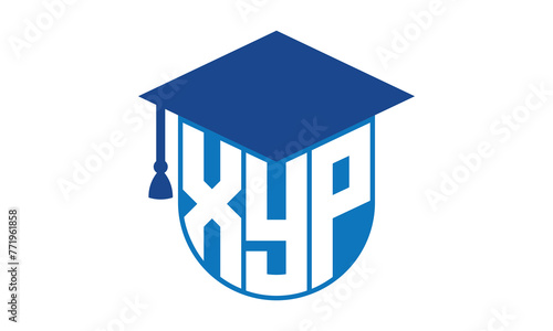 XYP initial letter academic logo design vector template. school college logo, university logo, graduation cap logo, institute logo, educational logo, library logo, teaching logo, book shop, varsity photo