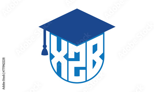 XZB initial letter academic logo design vector template. school college logo, university logo, graduation cap logo, institute logo, educational logo, library logo, teaching logo, book shop, varsity