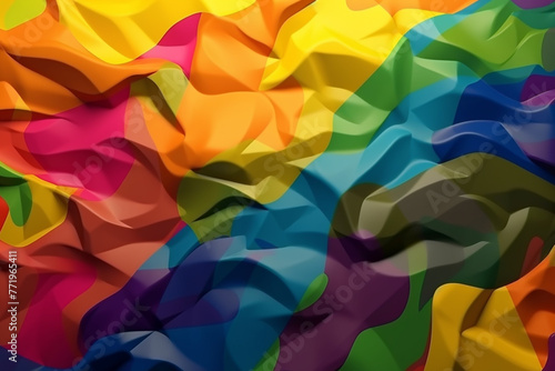 Graphic resources. Colorful and vibrant folded textile background surface with copy space