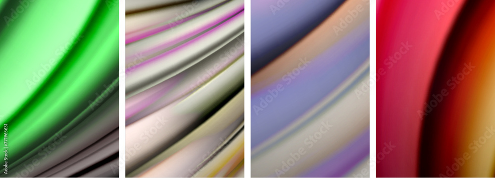 Fototapeta premium Rainbow style fluid color wave line background poster set. Vector Illustration For Wallpaper, Banner, Background, Card, Book Illustration, landing page