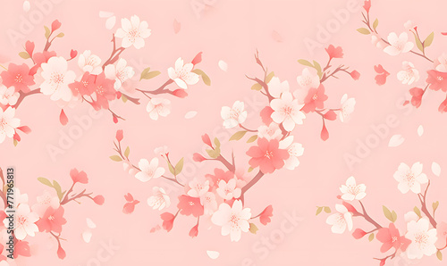 Bright cherry blossom pattern Generative AI