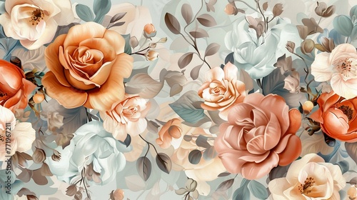 Vintage Florals Design a inspired by vintage floral illustrations painted in watercolor style Use muted colors and delicate linework to create a nostalgic and timeless design , 3D render