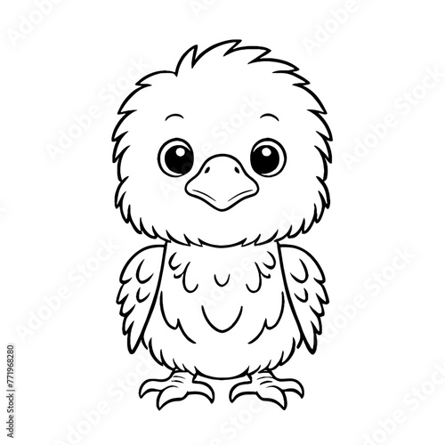 Cute Baby Eagle Animal Outline, Eagle Vector Illustration