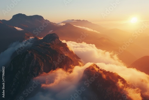 A breathtaking mountain landscape at sunrise.