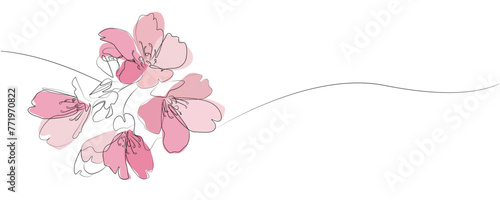 Wallpaper Mural Spring Cherry blossom bloom concept line illustration. Sakura hand drawn line icon. Pink Cherry blossom illustration.  Torontodigital.ca