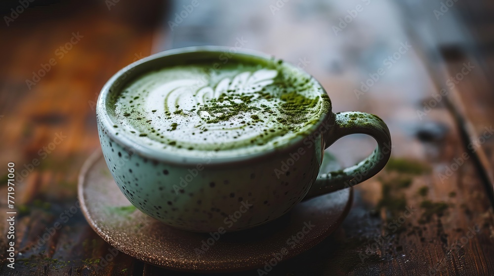 Green Creamy Tea In A Cup Green Creamy Tea In A Cup