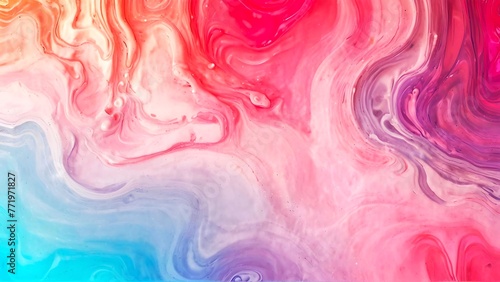 Abstract marble gradient liquid with swirls design in pink colour background