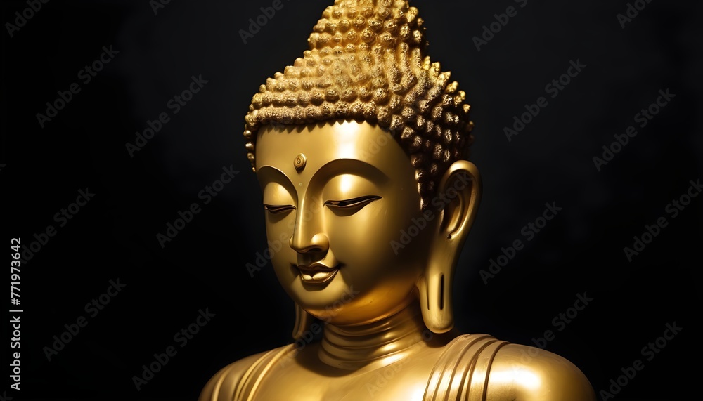 Golden Buddha on a black background