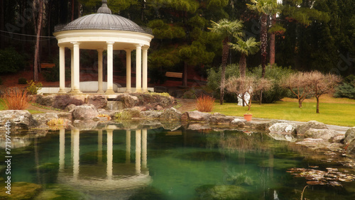 Rotunda on the shore of a picturesque pond