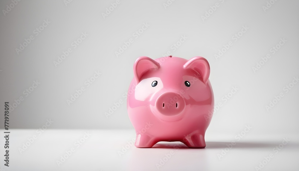 pink piggy bank isolated on white background.