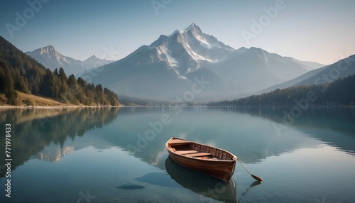 Wooden boat on the lake photo