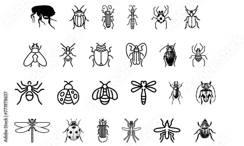 Insect icon set illustration PNG transparent