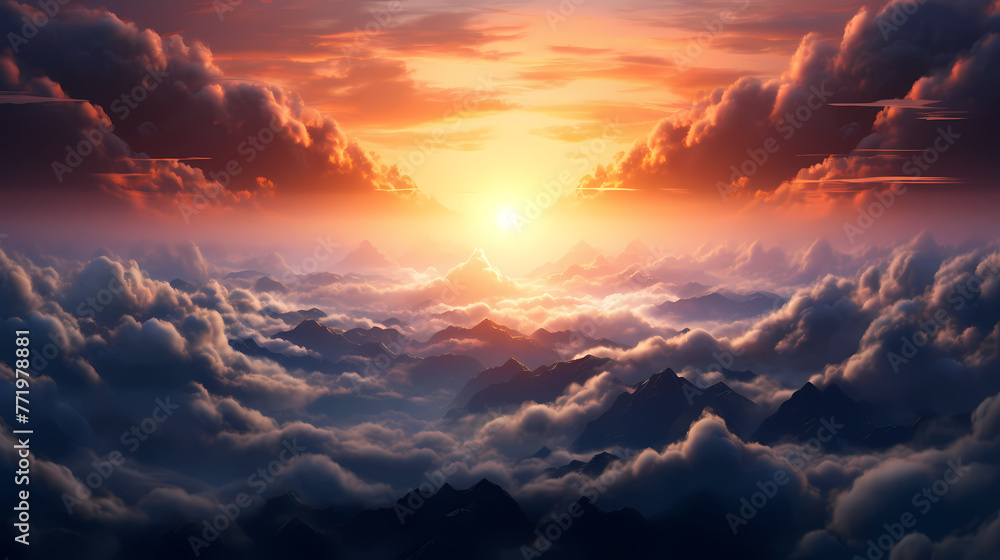Beautiful sunrise in the clouds