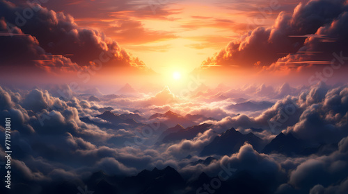 Beautiful sunrise in the clouds © ma