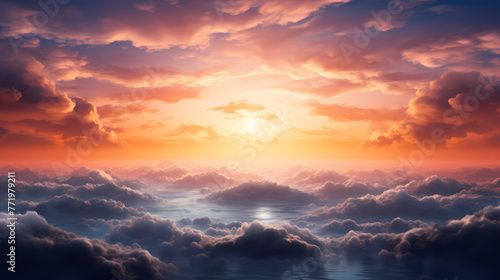 Beautiful sunrise in the clouds #771979211