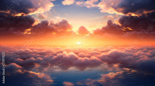Beautiful sunrise in the clouds © ma