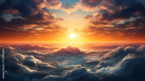 Beautiful sunrise in the clouds