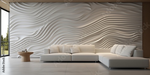 A seamless blend of modern elegance and technological innovation with a captivating 3D wall installation.