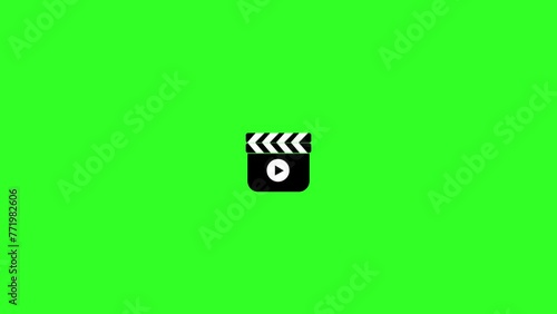 Movie Film Clap Board Icon. Clapper board animation . perfect for films, content, slides, intros, outros.  photo