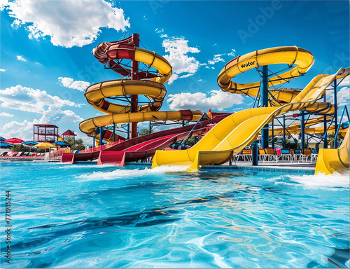 Water park play time with water slide photo