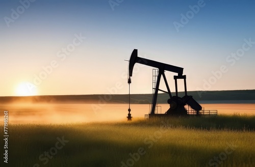 Oil rig for pumping crude oil into a field, backlight