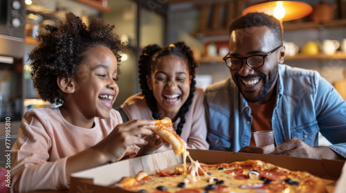 Family Enjoying Pizza Together