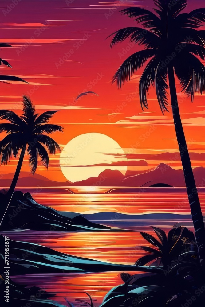Obraz premium Retro vintage beach tropical island