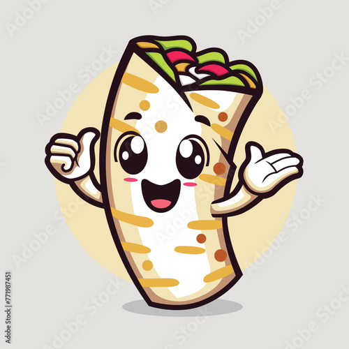 Shawarma Kebab Mascot Vector Logo Design
