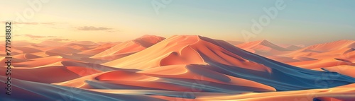 Endless Waves of Sand Catching the Light at Dramatic Sunrise in Vast Desert Landscape