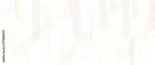 Vector gold geometric lines angles shapes in white and gold background, digital pattern technology background with wavy lines pattern.