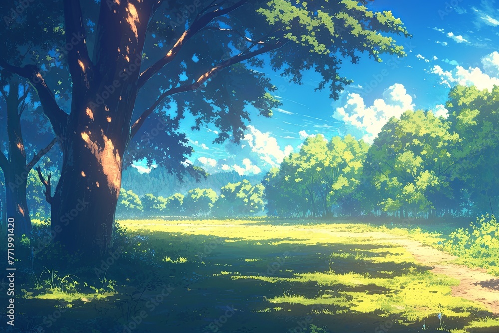 A beautiful anime background. A beautiful anime background.