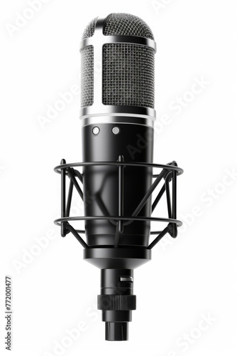 close up microphone on white background
