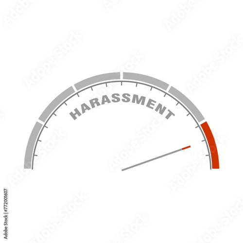 Harassment social concept. Instrument scale with arrow. Colorful infographic gauge element.