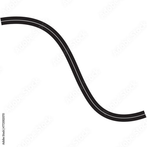 Horizontal asphalt road template. Winding road vector illustration. Seamless highway markings are Isolated on the background