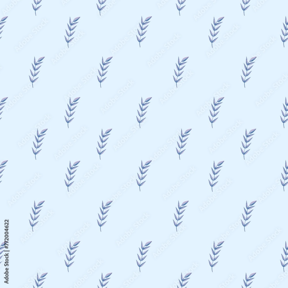Obraz premium Leaves barley seaweed seamless pattern wallpaper background retro classic coquette cottage minimal