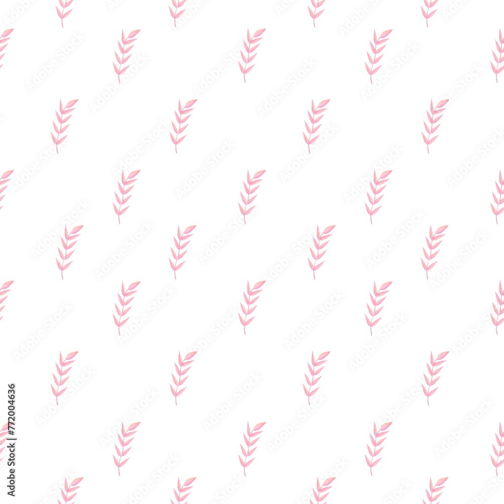 Leaves barley seaweed seamless pattern wallpaper background retro classic coquette cottage minimal