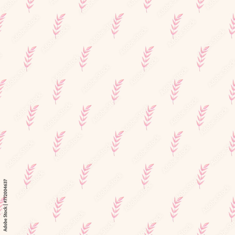 Leaves barley seaweed seamless pattern wallpaper background retro classic coquette cottage minimal Leaves barley seaweed seamless pattern wallpaper background retro classic coquette cottage minimal