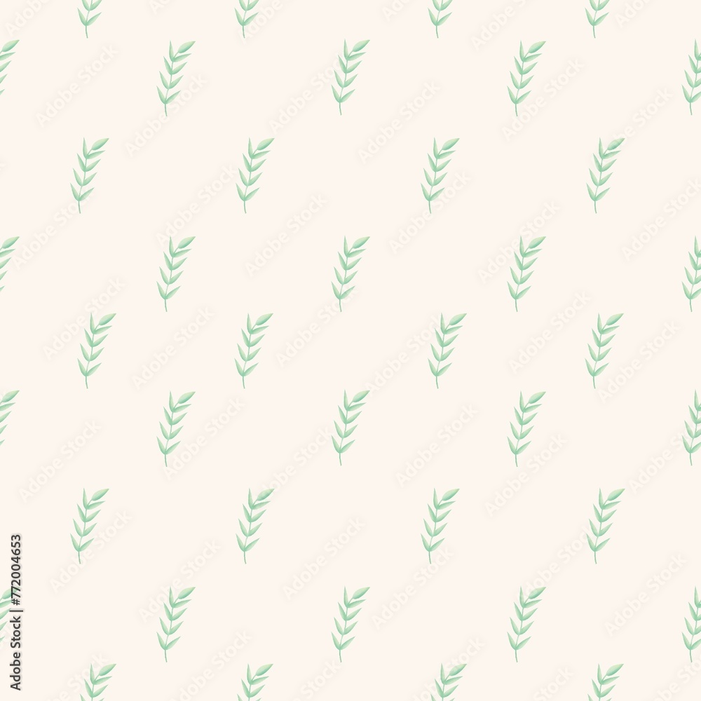 Leaves barley seaweed seamless pattern wallpaper background retro classic coquette cottage minimal Leaves barley seaweed seamless pattern wallpaper background retro classic coquette cottage minimal