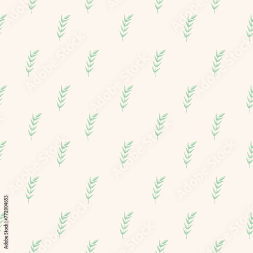 Leaves barley seaweed seamless pattern wallpaper background retro classic coquette cottage minimal
