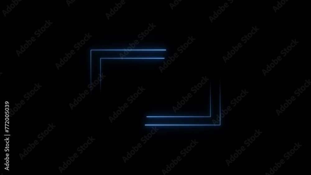 Rectangle neon glowing frame medium royal blue color animation. Lasers are royal blue. Black background 4k video. Rectangle neon glowing frame medium royal blue color animation. Lasers are royal blue. Black background 4k video.