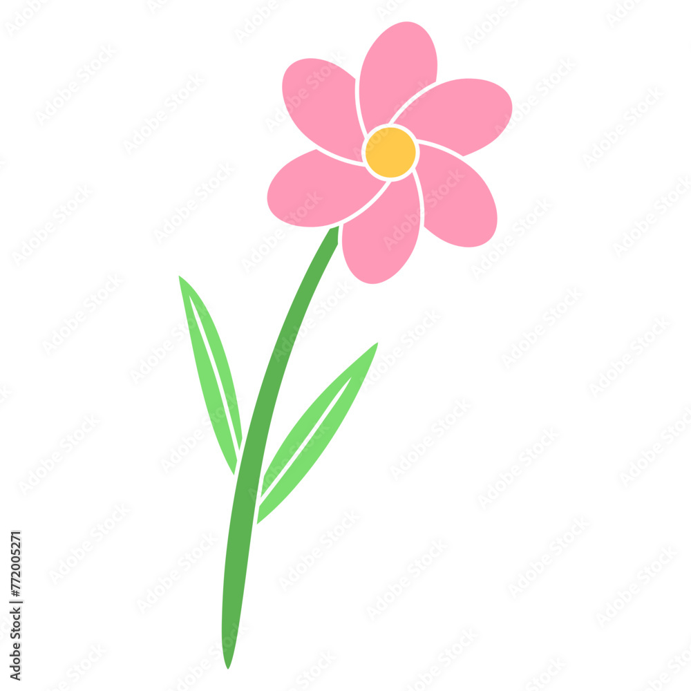 pink flower and leaf vector illustration