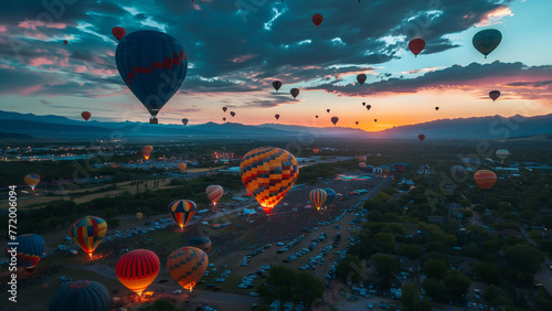 Blue Hour Brilliance: Albuquerque Balloon Festival from Above photo