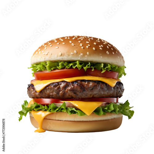Hamburger image isolated on a transparent background PNG photo