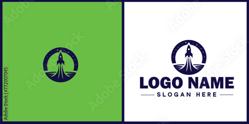Rocket fast space flying logo icon vector for business brand app icon rocket logo template