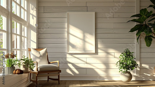 Sunlit Room with a White Picture Frame
