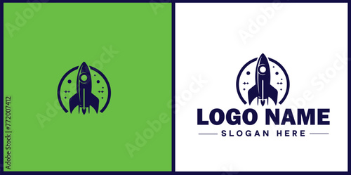 Rocket fast space flying logo icon vector for business brand app icon rocket logo template