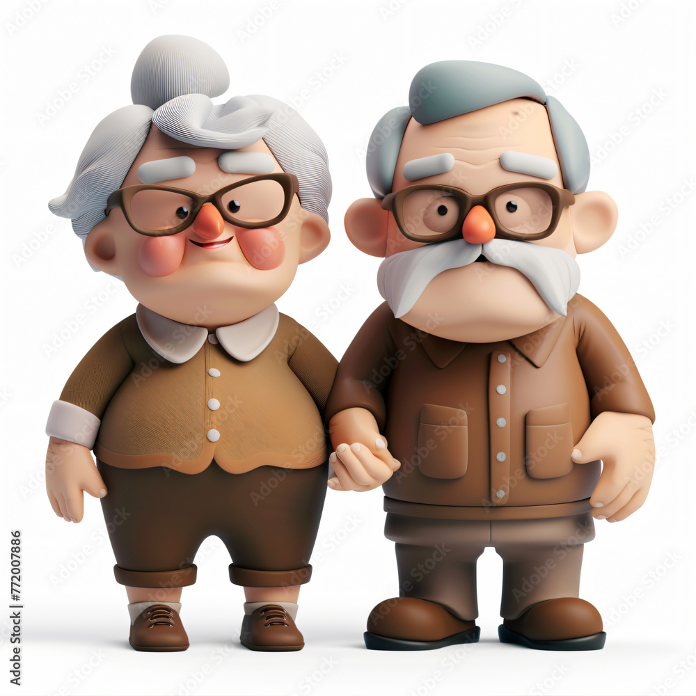 3d render icon of grandma and grandpa cartoon plastic 3d render icon of grandma and grandpa cartoon plastic
