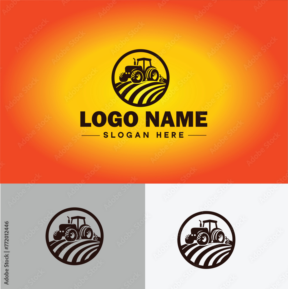 Tractor farm agriculture logo icon vector for business brand app icon farm industries machinery Tractor logo template