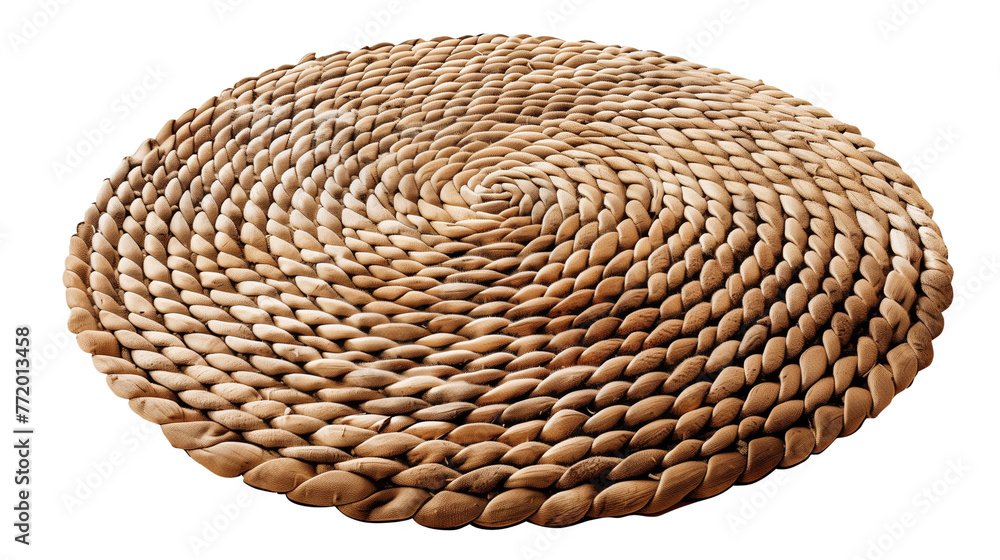 Obraz premium A round braided mat, isolated on a transparent background 