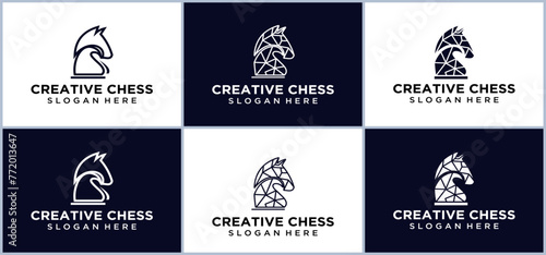 technology logo Chess game logic for online games, chess logo with technology concept